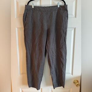 Eileen Fisher Tencel Linen Pull-On Ankle Pants in Gray L